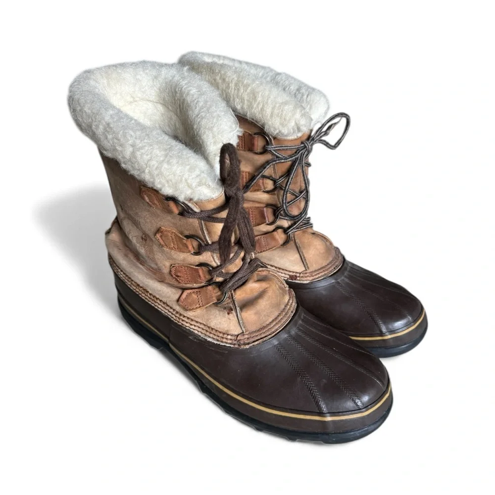 Sorel Vintage Caribou Waterproof Winter Snow Boots Warm Outdoor Shoes Brown 13 - Picture 7 of 14